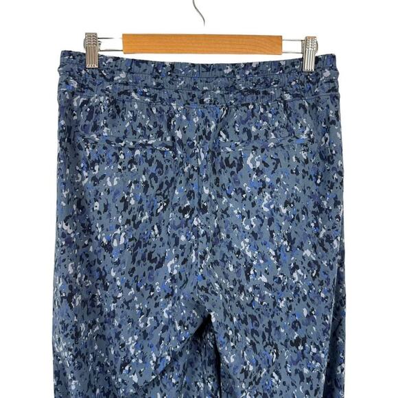 Athleta Avenue Printed Wide Leg Crop Navy Blue Pant Size 10 Style 980443 - Picture 9 of 16